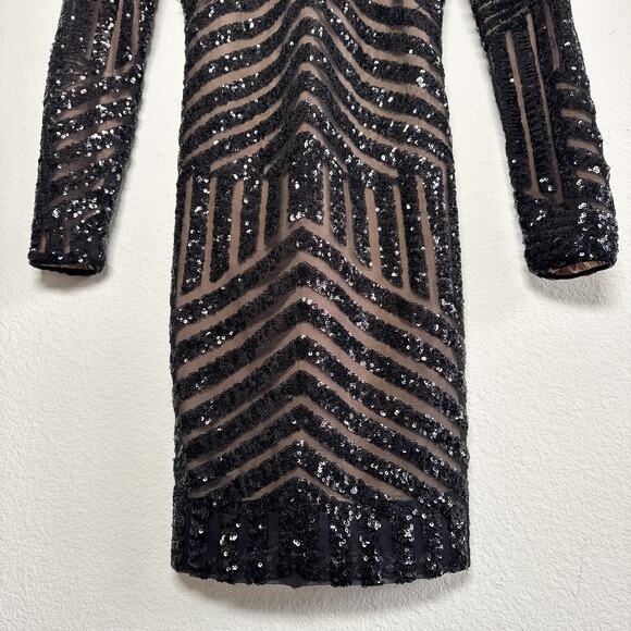 Dress the Population “Lola” Geometric Sequin Black Dress S - Picture 7 of 12